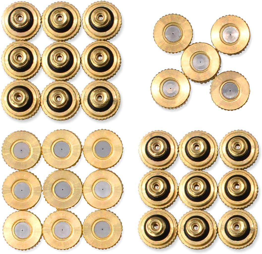 Brass Outdoor Cooling System Misting Nozzles - 32 Pack, 0.01...