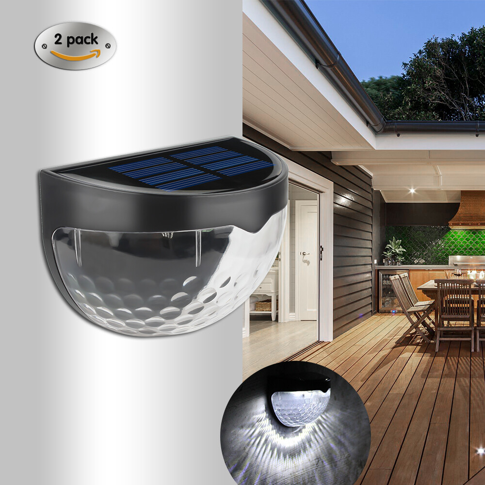 Solar Garden Lights - 2 LED Outdoor Wall Path Fence Lamp