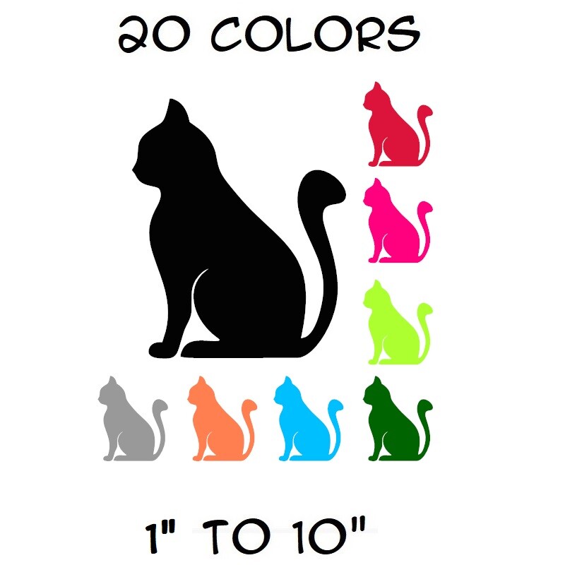 Cat Sticker Vinyl Decal - Kitten Silhouette Car Window Bumpe...