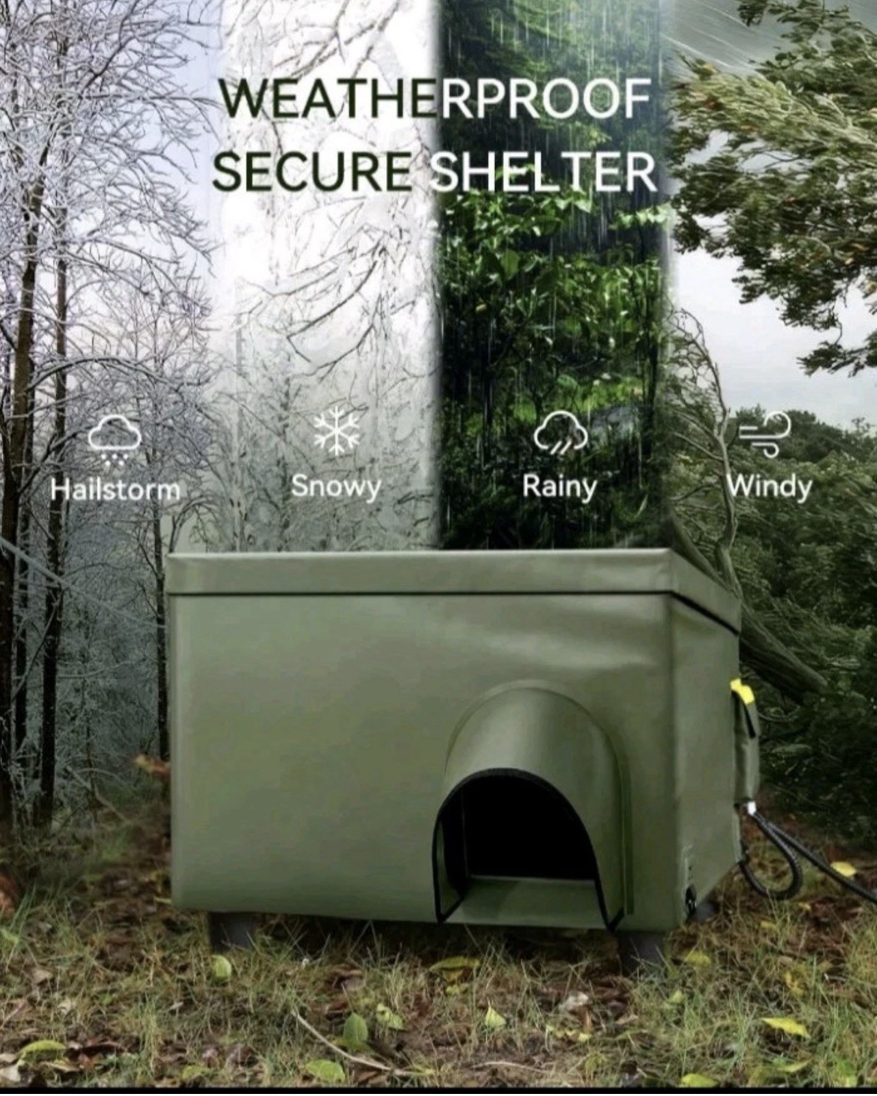 Waterproof Heated Cat House Outdoor Winter Insulated Feral W...