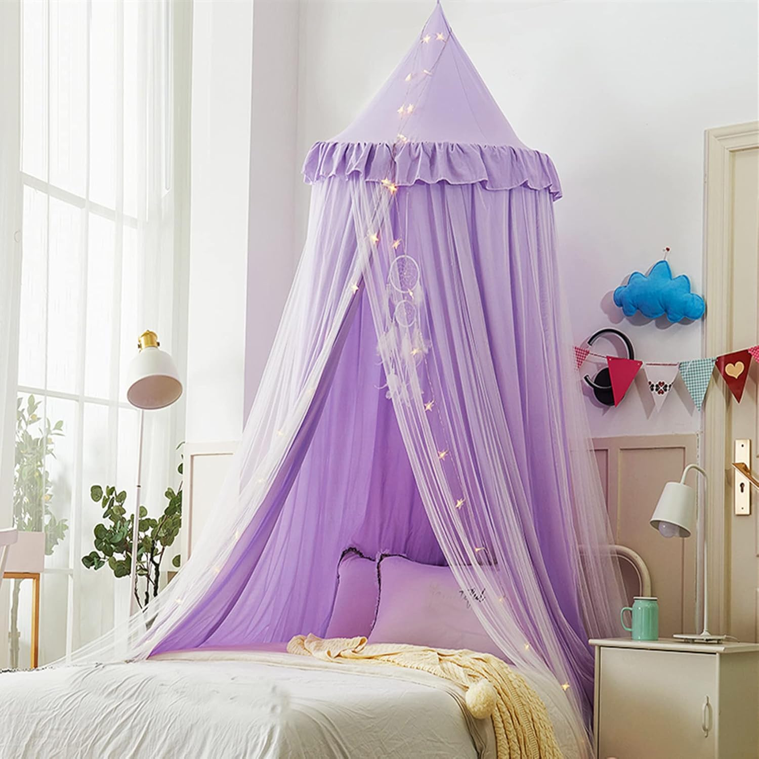 Dreamy Double Layer Princess Bed Canopy Tent for Girls Room...
