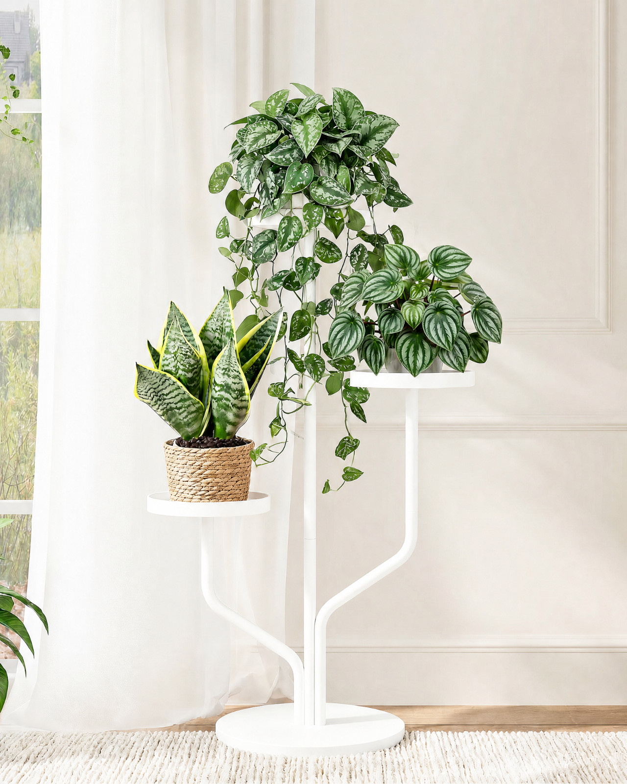 Bamworld 3-Tier Plant Stand (White) - Indoor/Outdoor