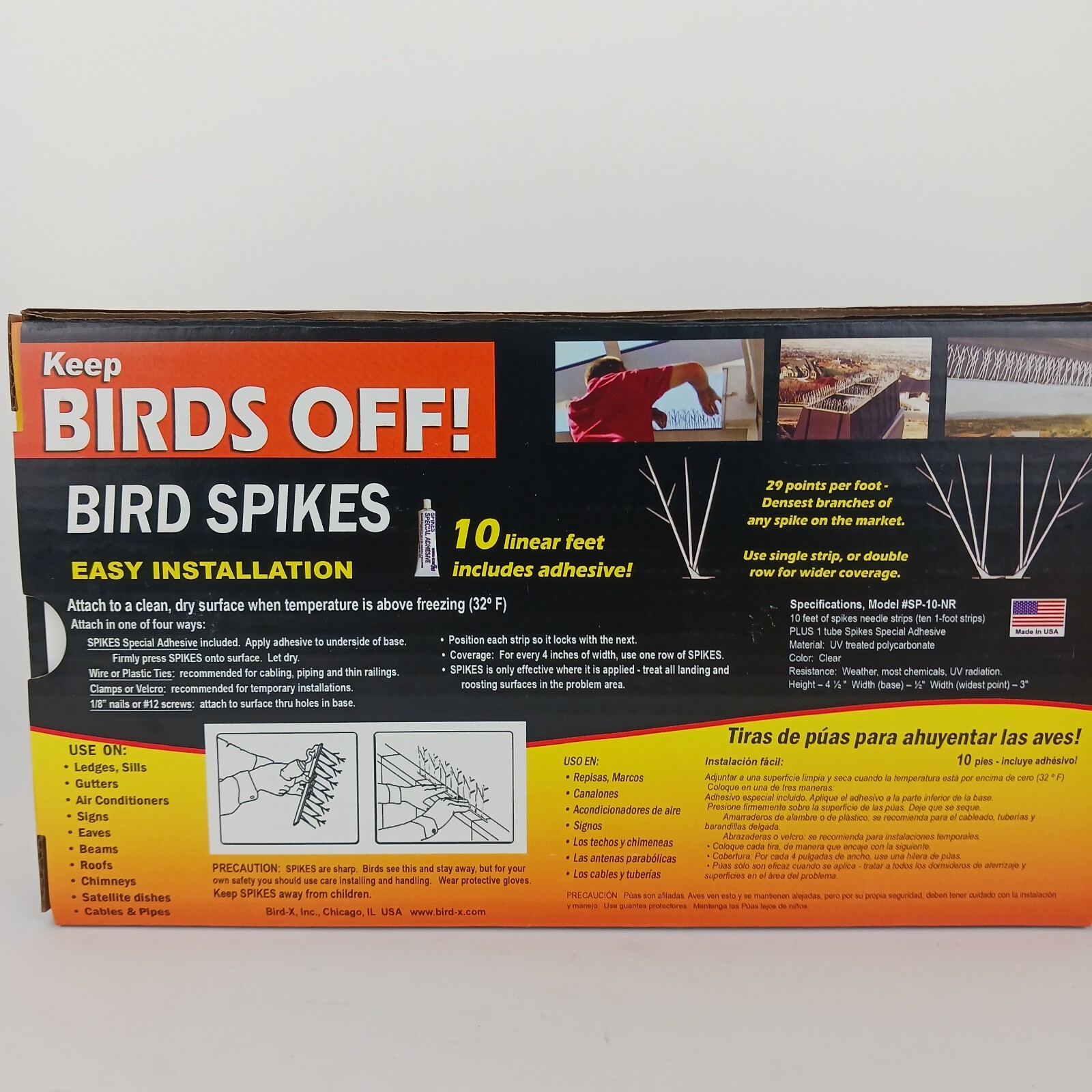 Bird-X Polycarbonate Bird Spikes Kit - Harmless Deterrent -...