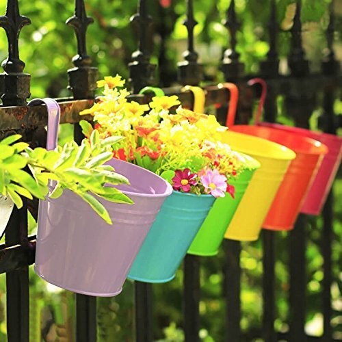 Metal Iron Flower Pots - 4 Inch Balcony Garden Planters (10...